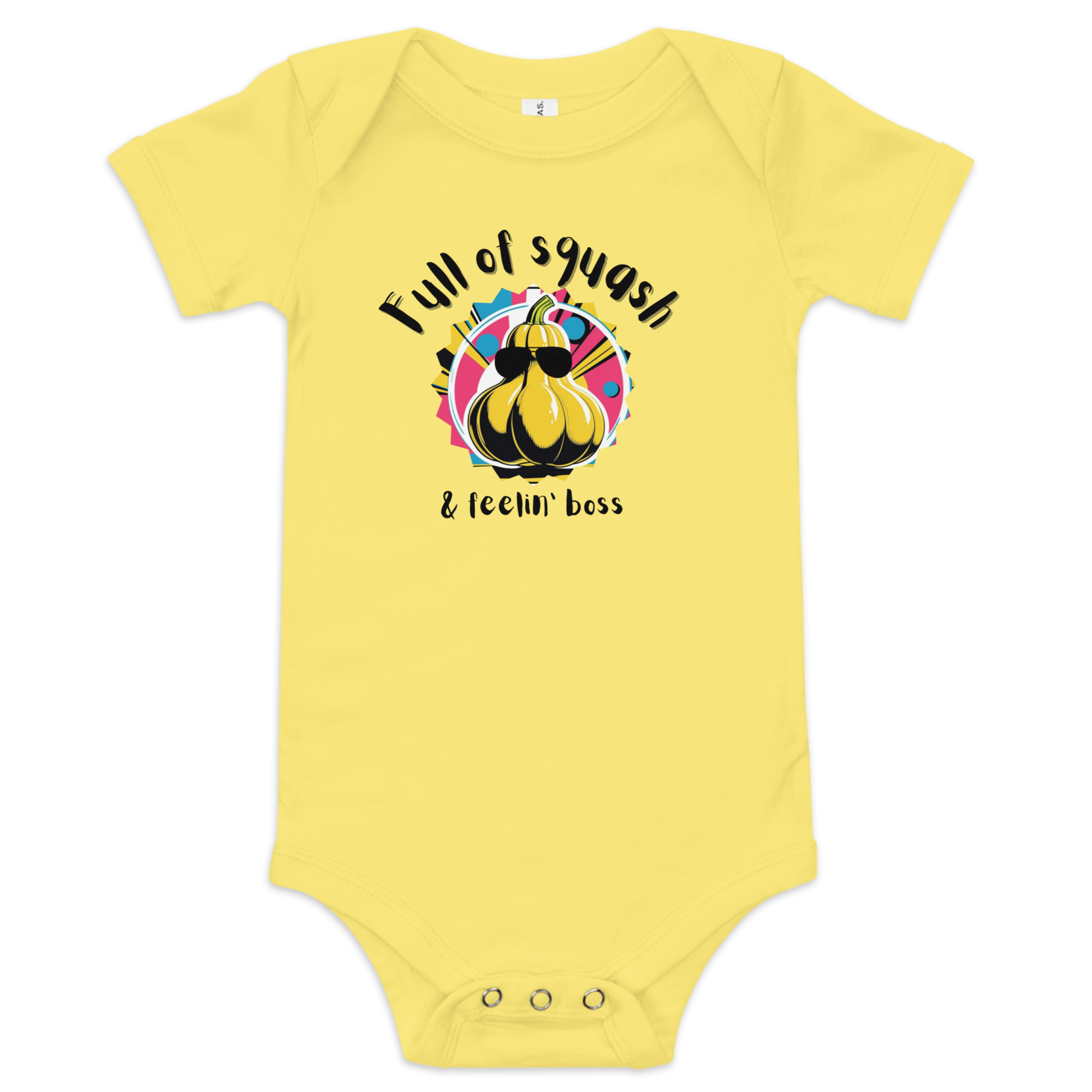 baby short sleeve one piece yellow front 689f39b97cad7